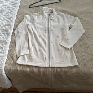 Tommy Bahama Cream Soft Jacket with Embroidered Palm Design
